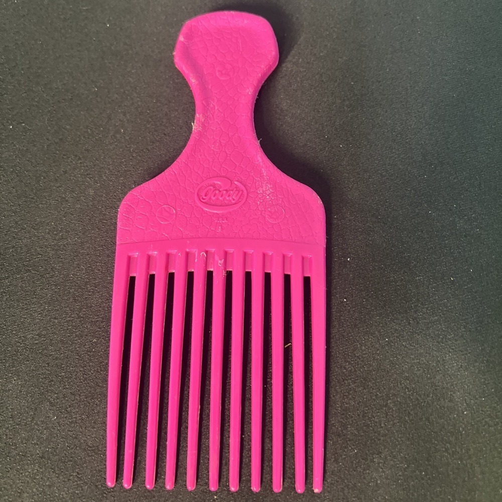Vintage Goody Hot Pink Wide-Tooth Hair Pick Textured - Classic Hair Styling Tool